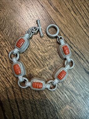 Judith Ripka Sterling Bracelet with red jasper